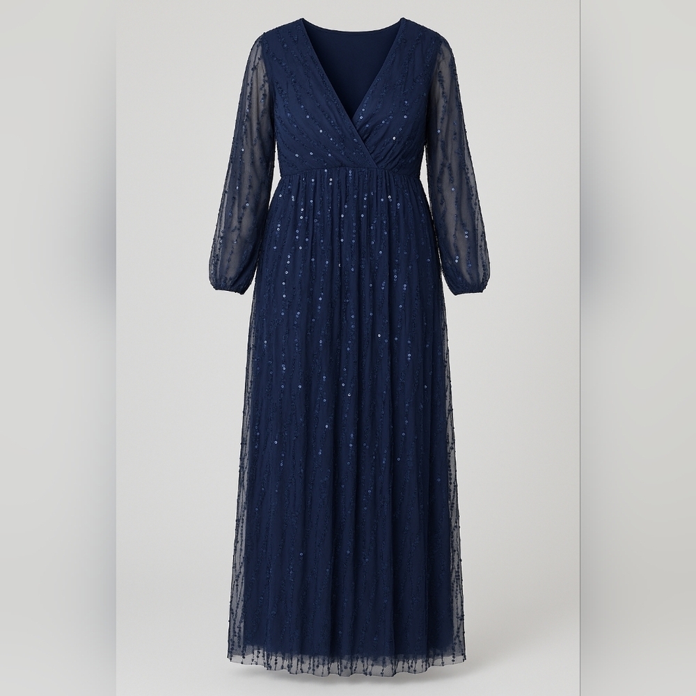 💙 Giffniseti Embellished Flowy Maxi Dress Size XL Formal Preppy Festive Mother